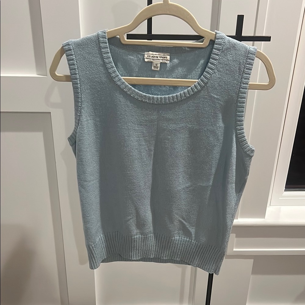 St. John Fitted Ribbed Blue Tank Top